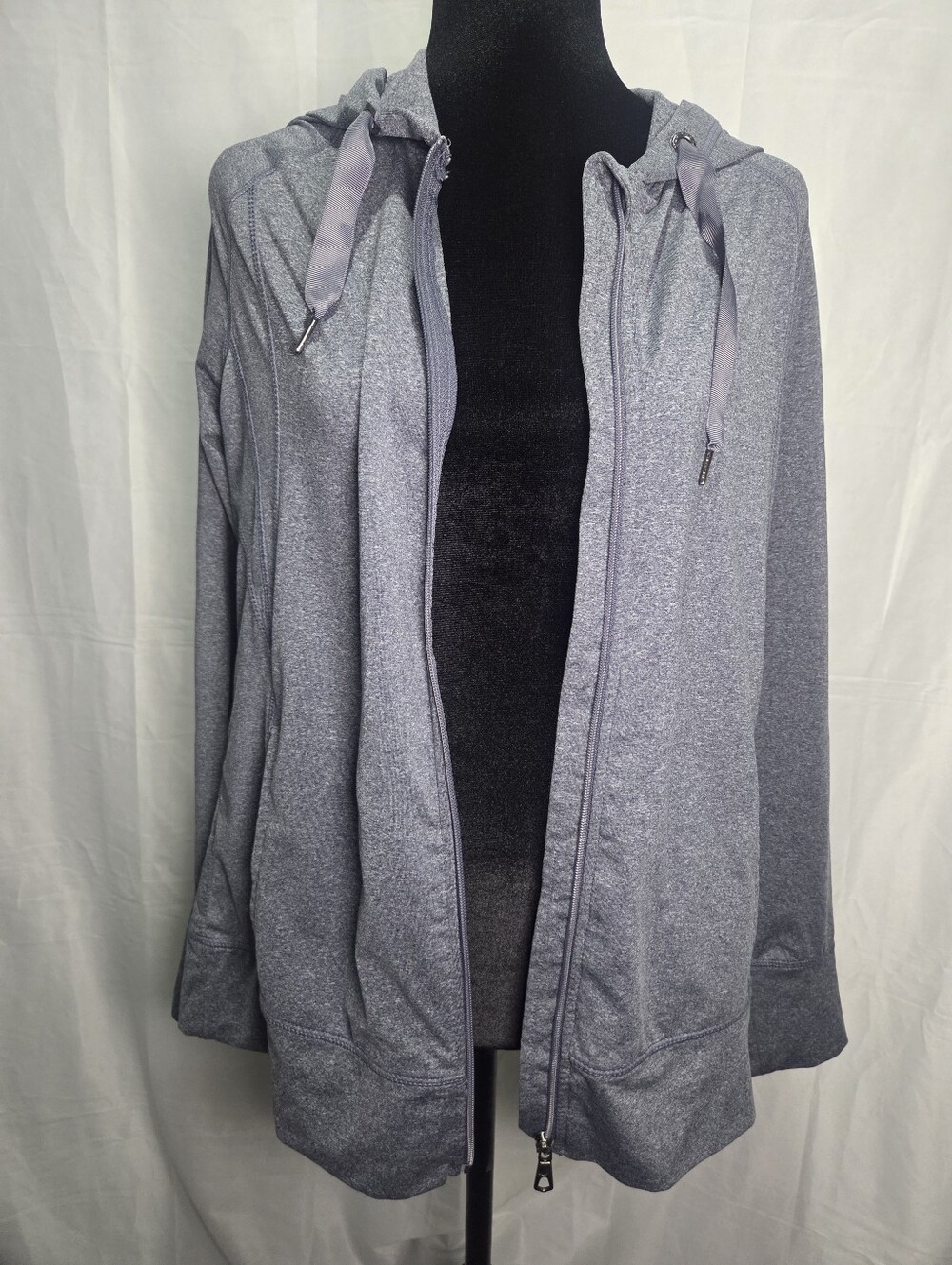 Women's Heather Gray Hooded Zip Bomber Jacket